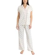 Laura Ashley Women's Pajamas 2 Piece Cotton Blend Notch Collar Button Down PJ Set