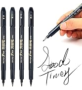 Maikedepot Calligraphy Brush Pens, Hand Lettering Pens Soft and Hard Tip Water Based Black Ink Ma...