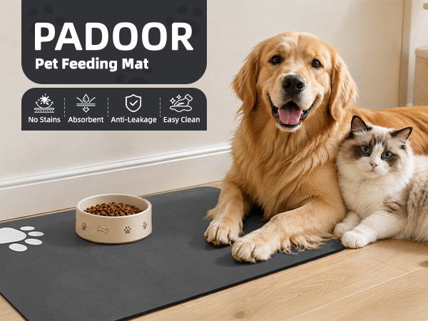 dog Pet Feeding Mat-Absorbent Dog Mat for Food and Water Bowl-No Stains Easy Clean Dog Food Mat