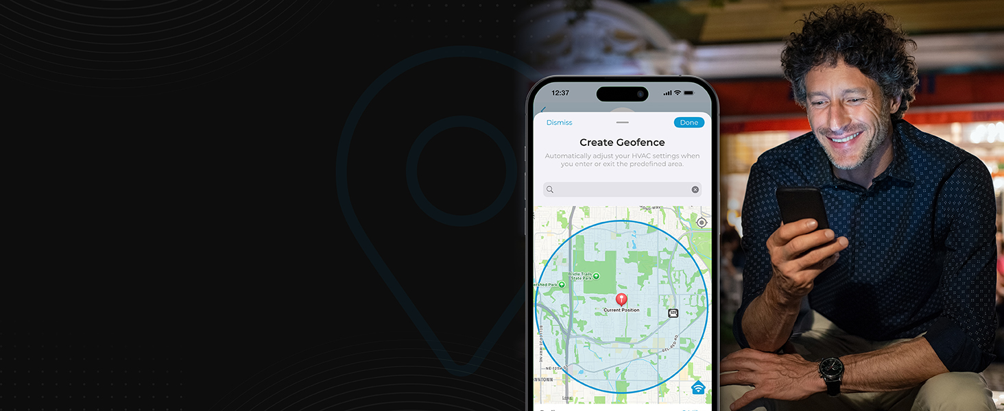 Geofencing for location based controls with Cielo Breez Eco smart AC controller