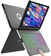 aMZCaSE for iPad 9th/8th/7th Generation case with Keyboard and Pen Holder,Colorful Backlight,360°...