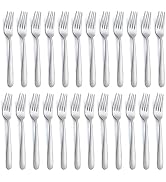 Gymdin 24 Pieces Dinner Forks, Forks Silverware(8 inches), Food Grade Stainless Steel Flatware Fo...