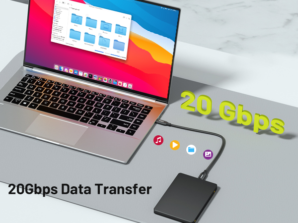 High Speed USB C 20Gbps data transfer cable