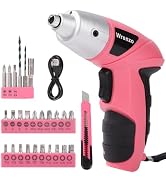 Wrenzo 3.6V Electric Screwdriver Set, 28-Piece, USB Rechargeable, Pink | 4.5 Nm Torque, 200 RPM, ...