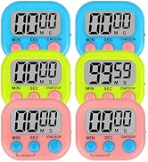 ZILLEEN 6 Pack Kitchen Timers for Cooking Digital Classroom Timers for Teachers Kids Blue Green Pink