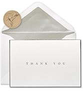 Papyrus Thank You Cards with Envelopes, Silver Border (16-Count)