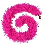 FeelfunFeather 80g Hot Pink Feather Boas 2 Yards Turkey Chandelle Feathers Boa for DIY Craft Wedd...
