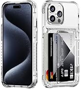 ACANDYA for iPhone 15 Pro Case Wallet Clear Protective Phone Case with Credit Card Holder Heavy D...