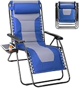 Sweetcrispy Zero Gravity Chairs, Foldable Patio Reclining Chairs with Adjustable Pillow & Cup Hol...