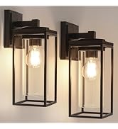 LUTEC 2 Pack Outdoor Wall Light Fixtures, Exterior Waterproof Lanterns with Aluminum Frame and Cl...