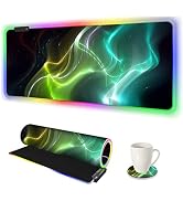 AIMSA Large Gaming Mouse Pad RGB, Keyboard Led Mousepad Extended 35.4 x 15.8 inch Non-Slip Rubber...