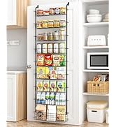 GGIU Over The Door Pantry Organizer Spice Rack: 9-Tier Metal Pantry Door Organizer - Pantry Organ...