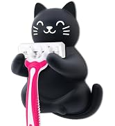 THEBESTU Black Cat Adhesive Silicone Razor Holder, Funny Cat Razor Hooks Gifts for Men Women Cat ...