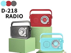 The body of the D218 radio is made of high-quality plastic and comes in 3 colors blue/red/gray