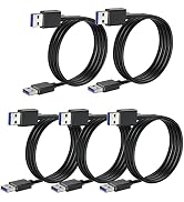 USB to USB Cable 6 Feet 5-Pack, USB 3.0 A to A Male Cord Adapter Double End USB Cord Compatible w...