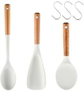 Wiztoynia Cooking Spoon And Rice Scooper for Nonstick Cookwares, 3 Pack Silicone Spoon for Mixing...