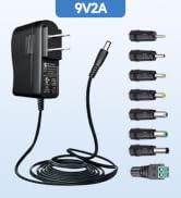 UL Listed 9V 2A 6ft Power Supply Adapter with 8 Tips, DC 1.8A 1.6A 1.5A 1A 0.8A 0.5A Replacement ...