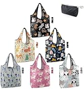 BeeGreen 6 Pack Cats Reusable Grocery Bags Gifts for Cat Lovers with Elastic Band Reusable Shoppi...