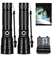 Lylting Led Flashlights High Lumens Rechargeable 2 Pack, 99000 Lumen Super Bright Fashlight with ...