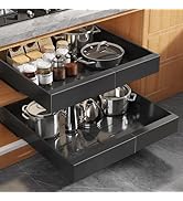 Seinloes 2Pack Expandable Pull Out Cabinet Organizer 21"Deep with Raising Pad for Framed Cabinets...