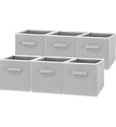Simple Houseware Foldable Cube Storage Bins, 11-Inch Gray, 6-Pack Fabric Cubes Organizer for Clos...