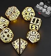 EXCECAR Rechargable DND Dice Set, Light Up Dice, 7PCS Glowing LED Dice Electronic Dices, D&D Poly...