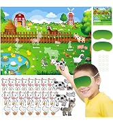 ASTARON Pin The Farm Animal Party Game Farm Animal Birthday Party Supplies,60pcs Animal Stickers ...