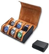 YANHHAN Watch Case for Men - 6-Watch Roll Travel Case & Watch Display,Luxury Watch Box-Leather Wa...