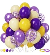 Paready Purple and Yellow Balloons Set,50Pcs Dark Purple Yellow Balloons, 12 Inch Light Yellow Ba...