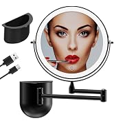 MIROAMZ 8" Rechargeable Wall Mounted Makeup Mirror, Lighted Round Double Sided 1X 10X Magnifying ...