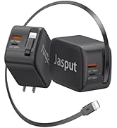 3 in 1 Retractable Wall Charger with Cable, 40W Fast Retractable Phone Charger Wall Plug with Dua...