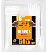 WISLIGHT White Zip Ties18 Inch 100 pcs, UV Resistant Cable TiesIndustrial Multi-Purpose with 60 P...
