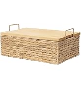Handmade Water Hyacinth Woven Storage Basket with Lid, Multi - Functional Wicker Organizing Baske...