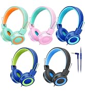 CN-Outlet 5 Pack Kids Headphones Bulk for School Classroom Students Teens Toddler, Wired Adjustab...