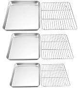 TeamFar Baking Sheet with Rack Set, Stainless Steel Cookie Sheet Baking Pans with Cooling Rack, N...