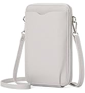 RNIEGA Small Cell Phone Purse Bags for Women Leather Wallet with Credit Card Slots,Light Gray