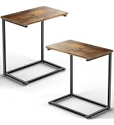 Pipishell C Shaped End Table Set of 2, Side Table for Couch Slide Under, C Table Sofa Side End Ta...