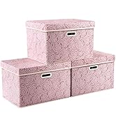 PRANDOM Larger Collapsible Storage Boxes with Lids Fabric Decorative Bins Cubes Organizer Contain...