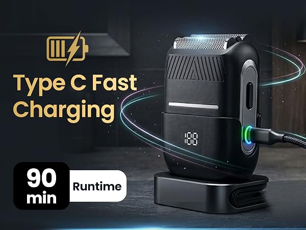Type C Fast Charging, 90 Min Runtime