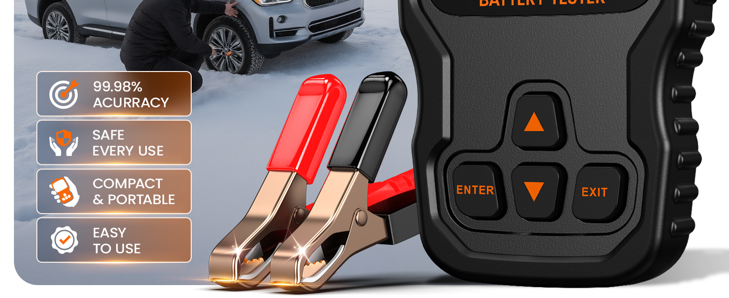Reliable Battery Tester for 12V & 24V Lead-Acid and Lithium Batteries