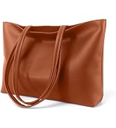 ALUWU Tote Bag for Women with Zipper Faux Leather Shoulder Handbags Work Purses