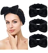 SINLAND Bow Hair Bands Spa Headband for Washing Face Makeup Headband For Women Black 3Pack