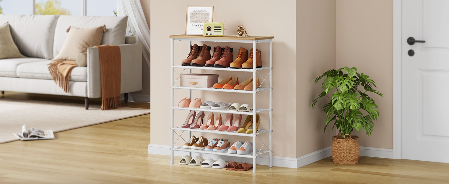white gold shoe rack