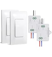 Self-Powered(No Battery Required) Wireless Light Switch(2 Pack)and Receiver Kit(2 Pack), Wall Swi...