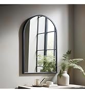 ZMYCZ Wall Mounted Mirror, 20“x30 Black Bathroom Mirror, Arched Window Mirrors for Wall, Arched T...