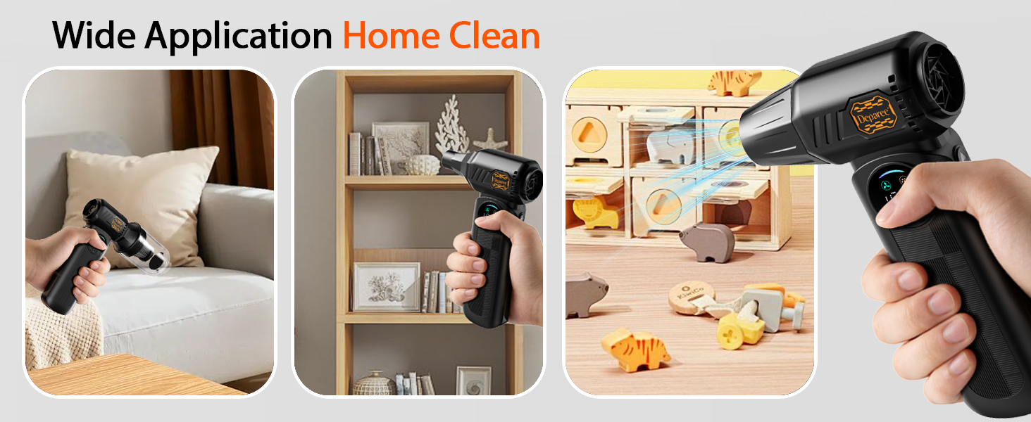 Cordless air duster and handheld vacuum for home sofas, shelves, toys, corners, and small spaces