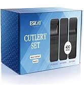 Heavy Weight Plastic Silverware Set - 200 Plastic Forks, 100 Plastic Knives, 100 Plastic Spoons D...