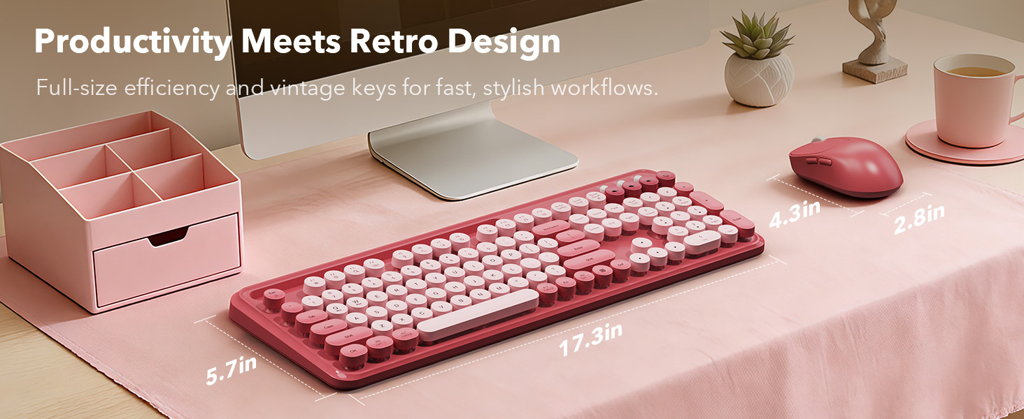 Full-Size Typewriter Style Keyboard add a vintage touch to your workspace.