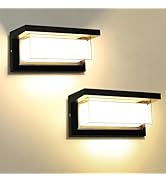 BIRITALO LED Porch Light 18W 3000K Modern Wall Sconce Light Outdoor 1800LM Warm Anti-Rust Exterio...