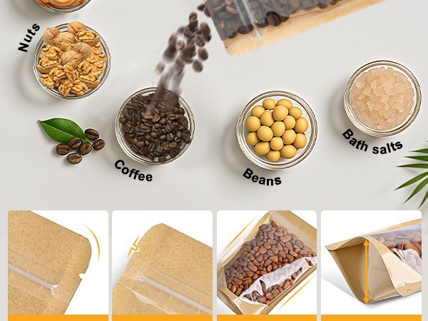 Kraft Bags With Window Clear Front Pouches